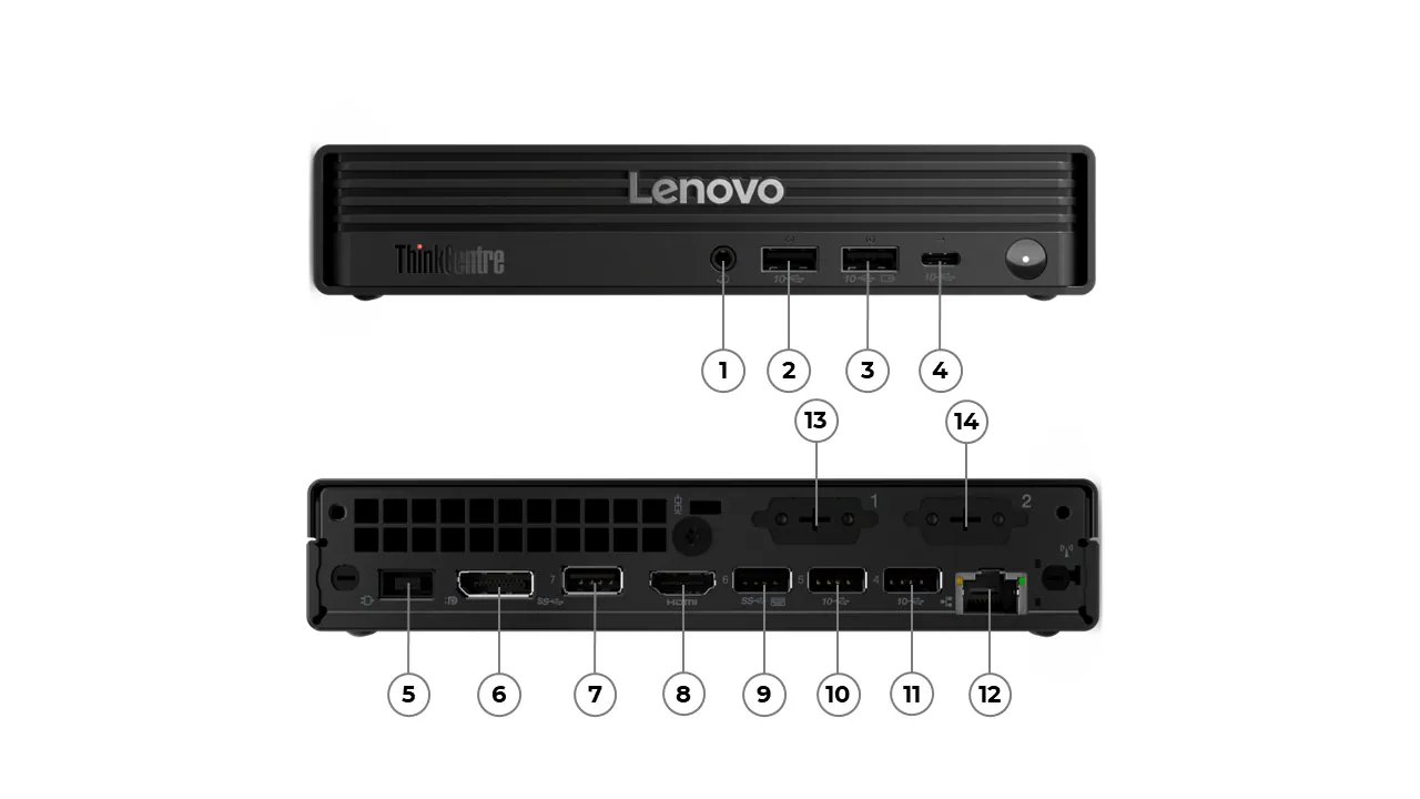 Übersicht Schnittstellen Lenovo ThinkCentre M70q Gen 6 Intel