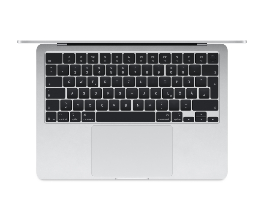 MacBook Air 13,6" M4 2025 Chip mit 10‑Core CPU, 10‑Core GPU und 16‑Core Neural Engine, Silver, 512 GB SSD