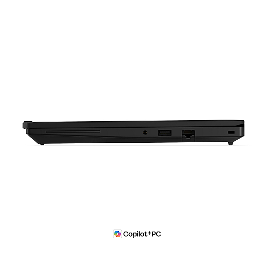 Linke Seitenansicht des Lenovo ThinkPad T14 G7 Intel 21WN009XGE mit Anschlussübersicht und kompakter Bauform.